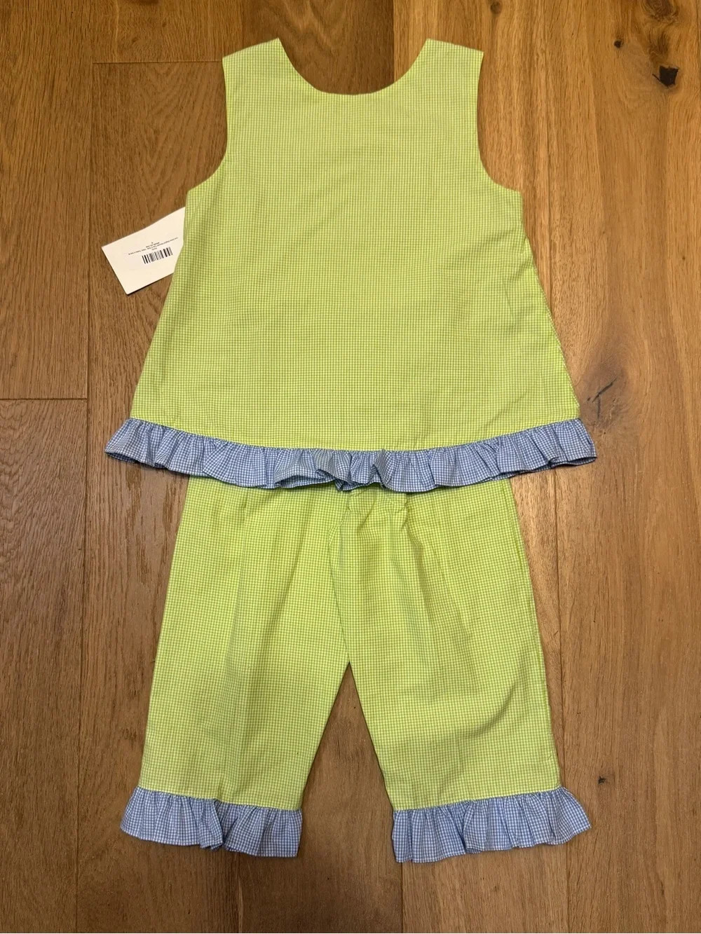 Wish Upon a Star Smocked Mermaid Gingham Top & Capri Pants Set Size 6X NWT